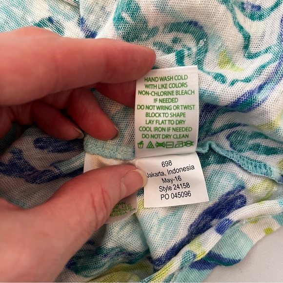 LILLY PULITZER Duval Blue Green Linen Dress Size Medium - Picture 7 of 8